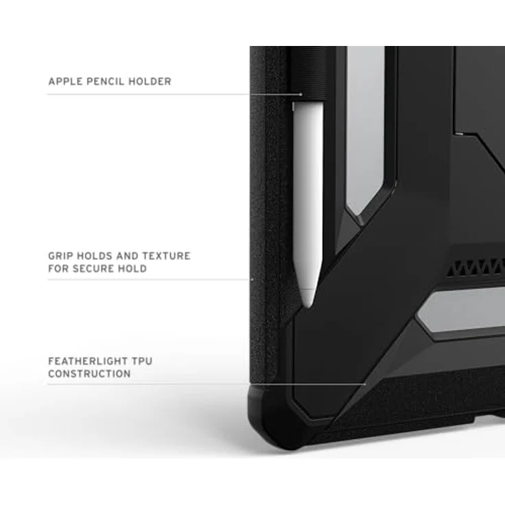 URBAN ARMOR GEAR Scout Plus Case für Apple iPad Air 11 (M3-2025, M2-2024), schwarz, mit Apple Pencil Halterung und Standfunktion, militärischer Schutzstandard MIL-STD-810G – Bild 4