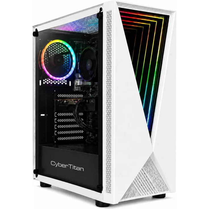 CyberTitan TURBO Gaming PC, AMD Ryzen 5, 16 GB RAM, 512 GB SSD, Nvidia RTX 5060, Windows 11 PRO, weiß