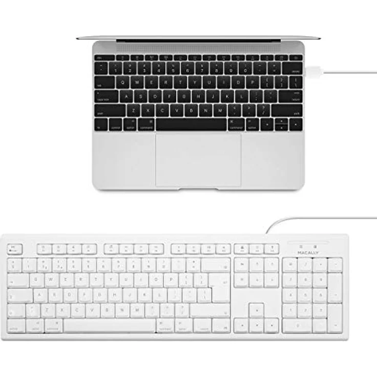 Macally QKEY-UK, erweiterte USB-A 105-Tasten-Tastatur mit Ziffernblock für Mac, UK QWERTY-Layout, weiß – Bild 8
