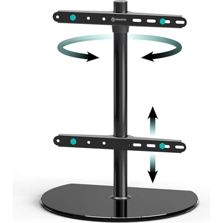 ONKRON TV Ständer schwenkbar & höhenverstellbar - TV Standfuss Fernseher für 32-65 Zoll Flach&Curved Bildschirme bis 35 kg min VESA Standfuss 100x100 max VESA 400x400mm / TV Stand Schwarz PT2 – Bild 1