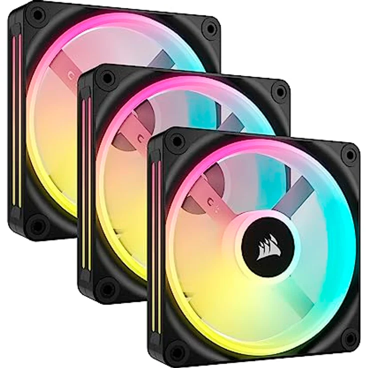 Corsair iCUE LINK QX120 RGB 120mm Magnetic Dome RGB Fans - Dreifach-Lüfter-Starter-Kit mit iCUE LINK System-Hub - Schwarz – Bild 1