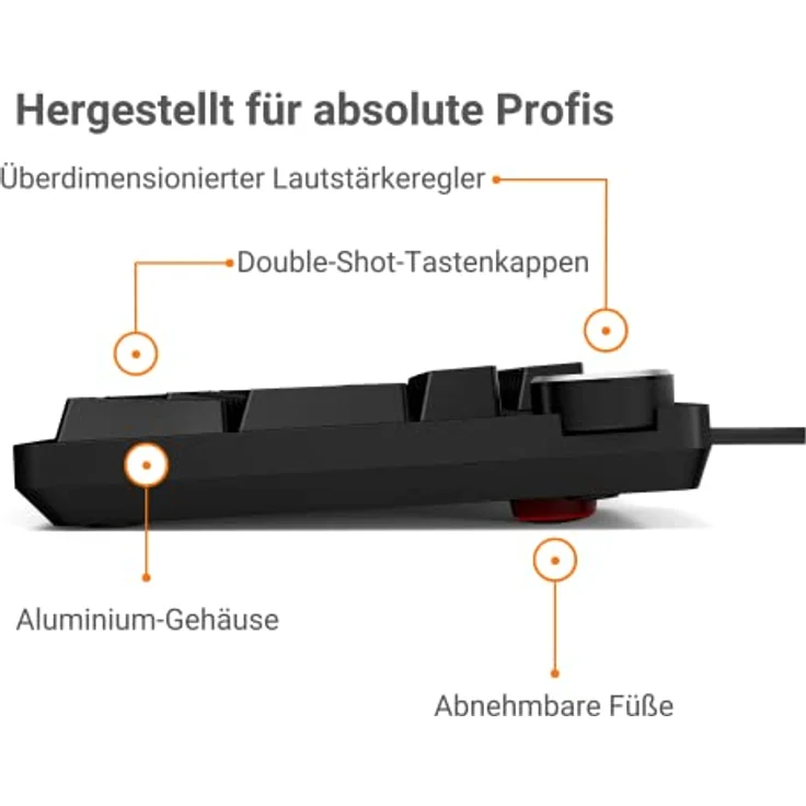 Das Keyboard 6 Professionelle kabelgebundene mechanische Tastatur mit Hintergrundbeleuchtung – Taktile Cherry MX-Schalter, durchscheinende Tastenkappen, 2-Port-USB-C-Hub I DE Layout (Cherry MX Blue) – Bild 4