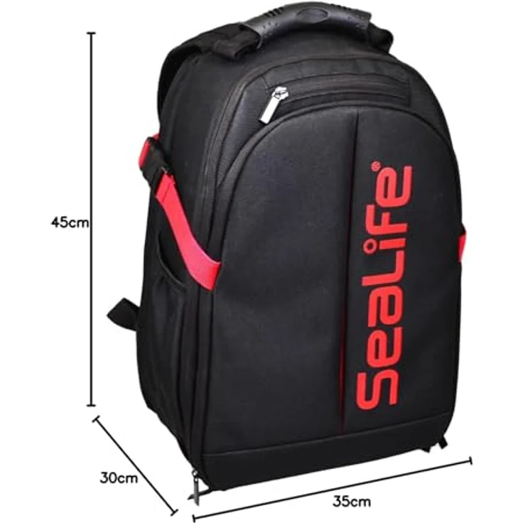 Sealife Photo Pro Rucksack (SL940), Kameratasche aus strapazierfähigem ballistischem Nylon mit gepolstertem Kamerafach und Zubehörfächern, schwarz – Bild 9