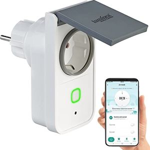 Bild für Luminea Home Control SF-550 Zeitschaltuhr: WLAN-Outdoor-Steckdose, HomeKit-fähig, App, Sprachbefehl, Strommessung (Wlansteckdosen)