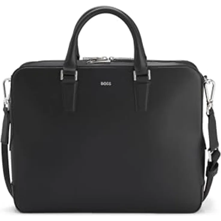 Boss Luminary Aktentasche, 38 cm Leder mit Laptopfach, schwarz