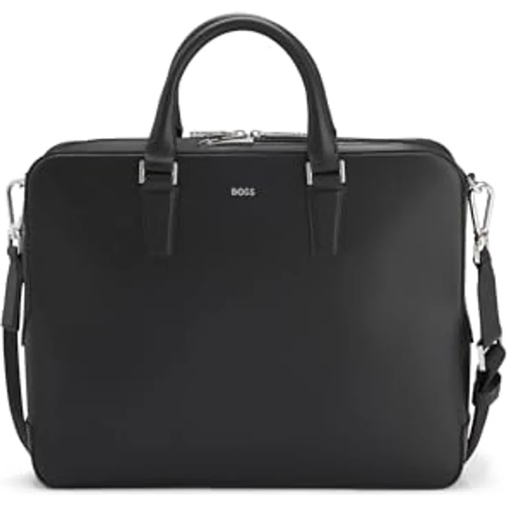 Boss Luminary Aktentasche, 38 cm Leder mit Laptopfach, schwarz – Bild 1