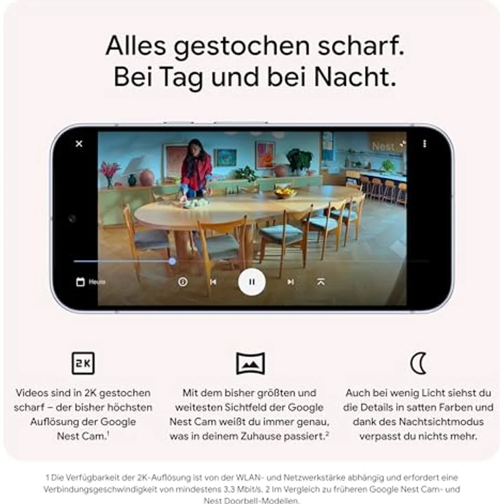 Google Nest Cam Indoor (3. Generation), Sicherheitskamera mit 2K-Video, kabelgebunden, funktioniert mit Google Home, Farbe: Snow – Bild 5