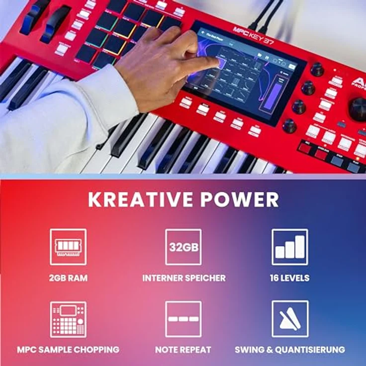 AKAI Professional MPC Key 37 Standalone Production Workstation, Drum Machine, MIDI Keyboard, Synthesizer, mit WLAN, Bluetooth, Touchscreen, Plugins – Bild 4