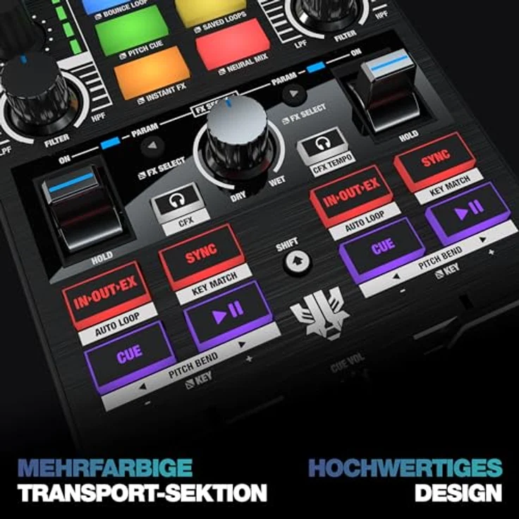 Reloop Mixtour Pro, Portable DJ Controller für Algoriddim djay Pro, 4-Deck mit Crossfader Fusion & Neural Mix Technologie – Bild 3