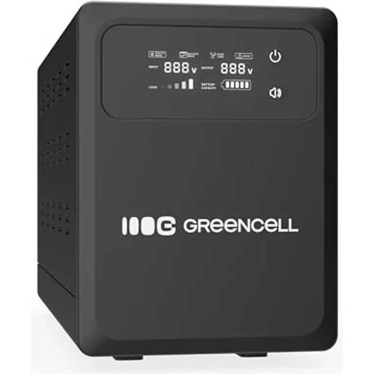 Green Cell UPSLPPC500 Unterbrechungsfreie Stromversorgung (USV), Line-Interactive 0,8 kVA 500 W für zuverlässigen Schutz bei Stromausfällen
