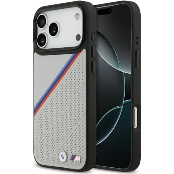 CG MOBILE BMW M Tricolor Metal Logo, MagSafe-kompatible Schutzhülle für iPhone 17 Pro Max, grau