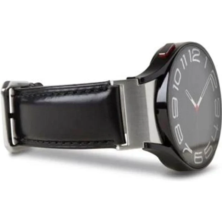 Puro Classic Watch Band Strap, echtes Leder, passend für Galaxy Watch 4/4 Classic/5/5 Pro/6/6 Classic/7, schwarz, für Handgelenke von 160 bis 205 mm