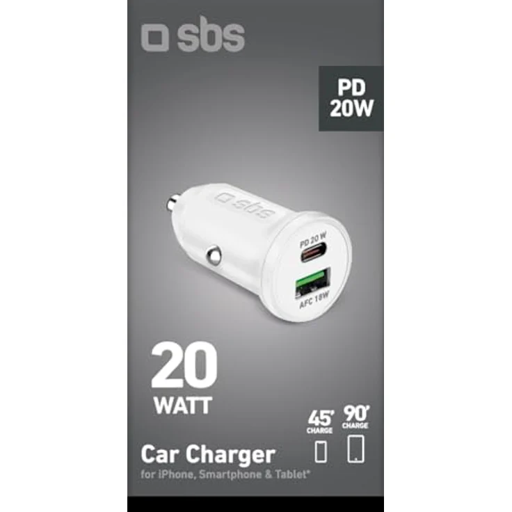 PD Kfz-Ladegerät 20W USB-C-USB 18W weiß – Bild 6
