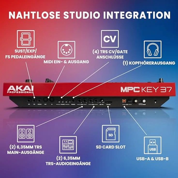 AKAI Professional MPC Key 37 Standalone Production Workstation, Drum Machine, MIDI Keyboard, Synthesizer, mit WLAN, Bluetooth, Touchscreen, Plugins – Bild 3