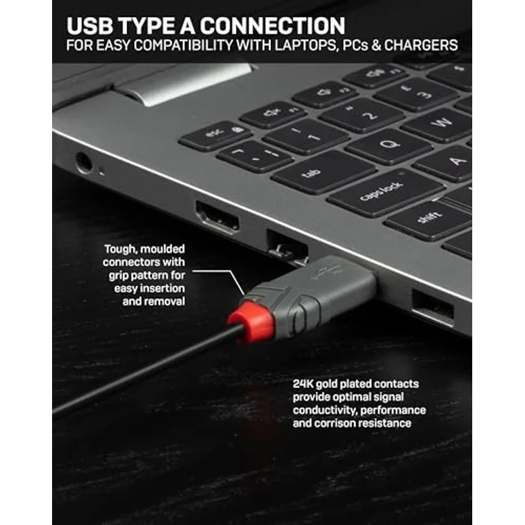 Lindy Anthra Line - USB-Verlängerungskabel - USB (M) bis USB (W) - USB2.0 - 3,0m - rund - Schwarz (36704) - Preisvergleich – Bild 4