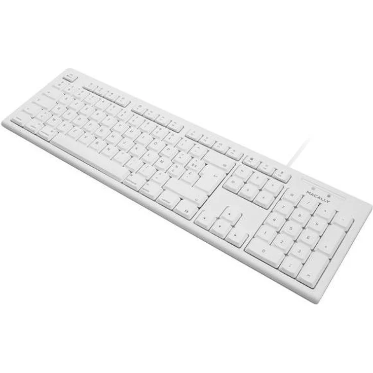 Macally QKEY-FR, erweiterte USB-A 105-Tasten-Tastatur mit Ziffernblock für Mac, französisches AZERTY-Layout, weiß