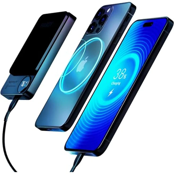 3mk HARDY MagSynergy Ni+, Powerbank 5,000mAh, 22.5W USB, kompatibel mit MagSafe, Schwarz – Bild 3