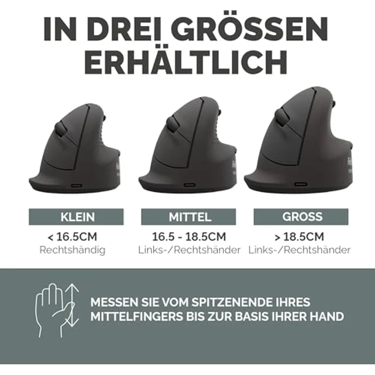 Fellowes Breyta Plus+ Ergonomische Maus, Kabellos und Kabelgebunden, Schwarz, für Rechtshänder – Bild 4
