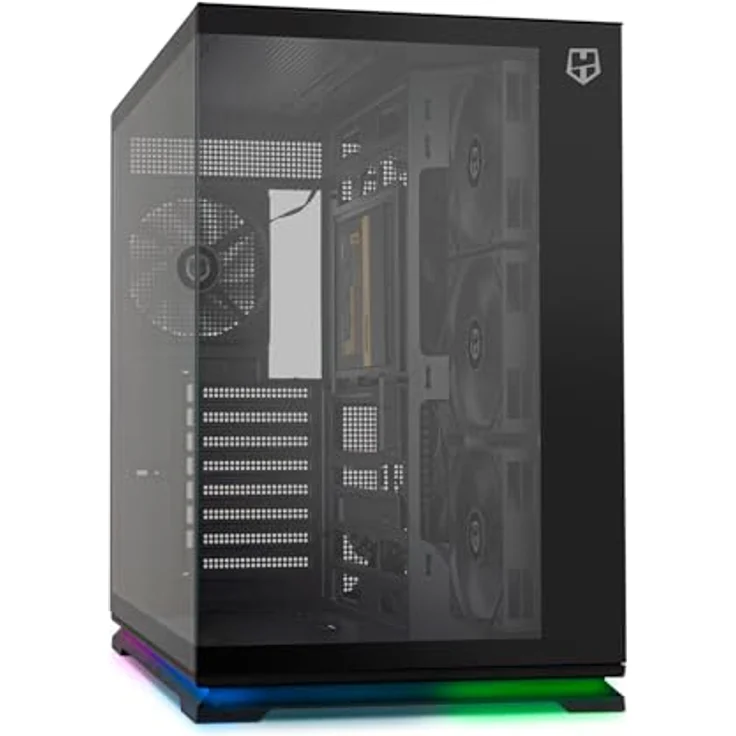 NOX Hummer Galaxy White, Mid Tower ATX Gehäuse aus gehärtetem Glas mit ARGB-Beleuchtung, optimales Kabelmanagement – Bild 1