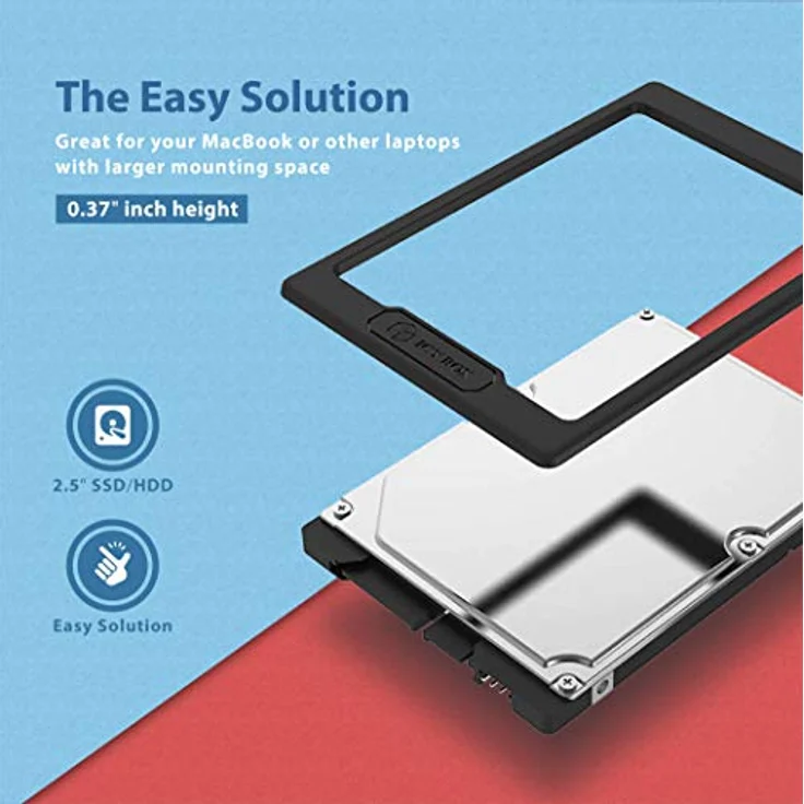 Icy Box IB-AC729 Bauhöhe-Adapter (Spacer) 7 mm auf 9,5 mm für 2,5 Zoll HDD-SSD, selbstklebend, schwarz – Bild 2