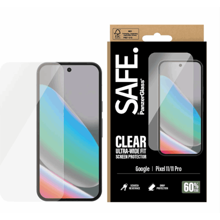 SAFE by PanzerGlass Screen Protector für Google Pixel 11 | 11 Pro, Ultra-Wide Fit, hohe Kratzfestigkeit, schmierfreie Beschichtung, 60% recycled Material