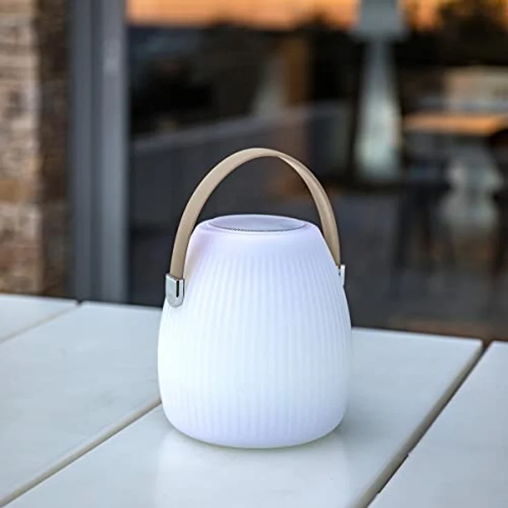 LUMISKY Mini May Play, kabellose Bluetooth-Lautsprecherlampe mit LED in warmweiß und mehrfarbig, spritzwassergeschützt, 230 mm – Bild 6