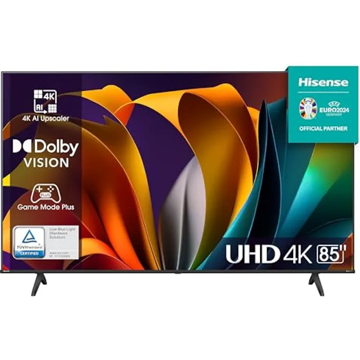 Hisense 85A6N UHD 4K Smart TV, 85 Zoll, Dolby Vision, Spielmodus Plus, DTS Virtual X, TV-Sprachsteuerung, doppelte Lautstärkeregelung - Schwarz