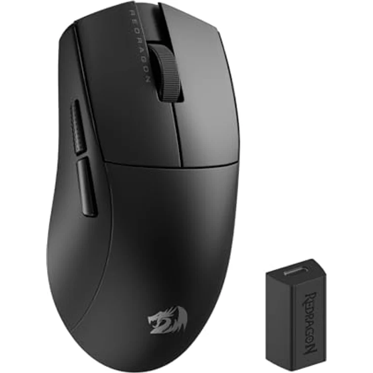 Redragon M916 PRO 3-Modus Wireless Gaming Maus, 4K Polling Rate, 49G Ultra-Leicht 26K DPI, Ergonomischer Natürlicher Griff, Makrotasten, Softwareunterstützt - Rot – Bild 1