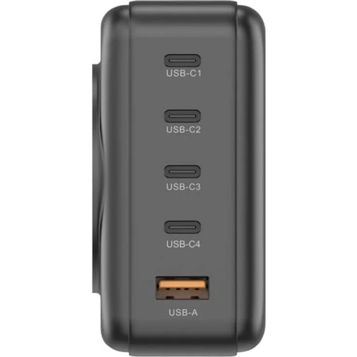 Voltcraft UC-4C1A240W01 USB Ladestation, 240 W mit 4 x USB-C, 1 x USB-A, Schwarz, GaN-Technologie, USB PD 3.0, Schnellladefunktion – Bild 2