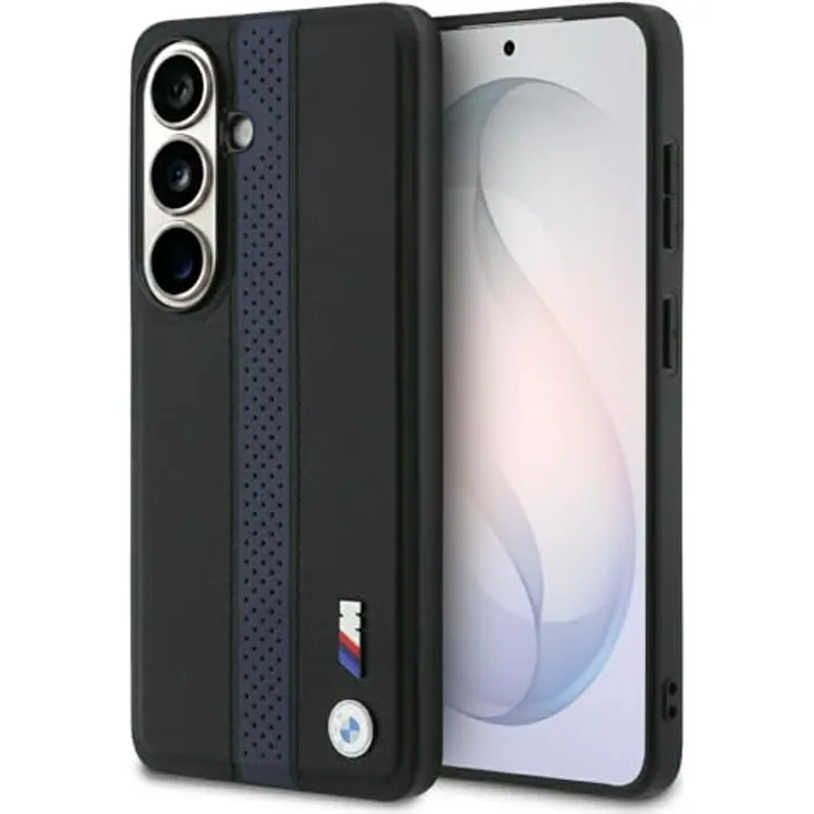 BMW Perforated Stripe Logo MagSafe Case für Samsung Galaxy S26 - Blau, hochwertige Handyhülle aus der M Kollektion