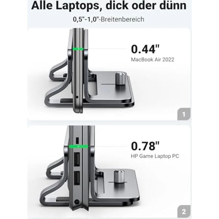 UGREEN 20471 Notebook-Ständer, vertikaler Laptop-Halter aus Aluminium mit einstellbarer Breite und Anti-Rutsch-Schutz für Geräte bis 17,3 Zoll – Bild 6