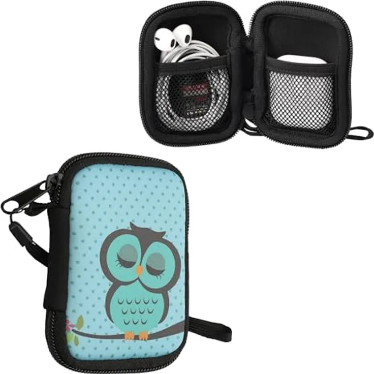 kwmobile In-Ear Kopfhörer Tasche - Neopren Cover Case - Innenmaße - Türkis Braun Mintgrün - Wasserabweisend - Kompatibel mit Airpods, Sony WF-1000XM4, Galaxy Buds, Huawei Freebuds 4i, JBL Tune 230 NC TWS, Jabra Elite 7 Pro