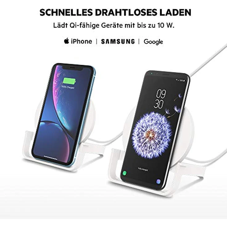 Belkin 10 W Wireless Charging Stand mit Micro-USB Kabel und Netzteil, weiß – Bild 3