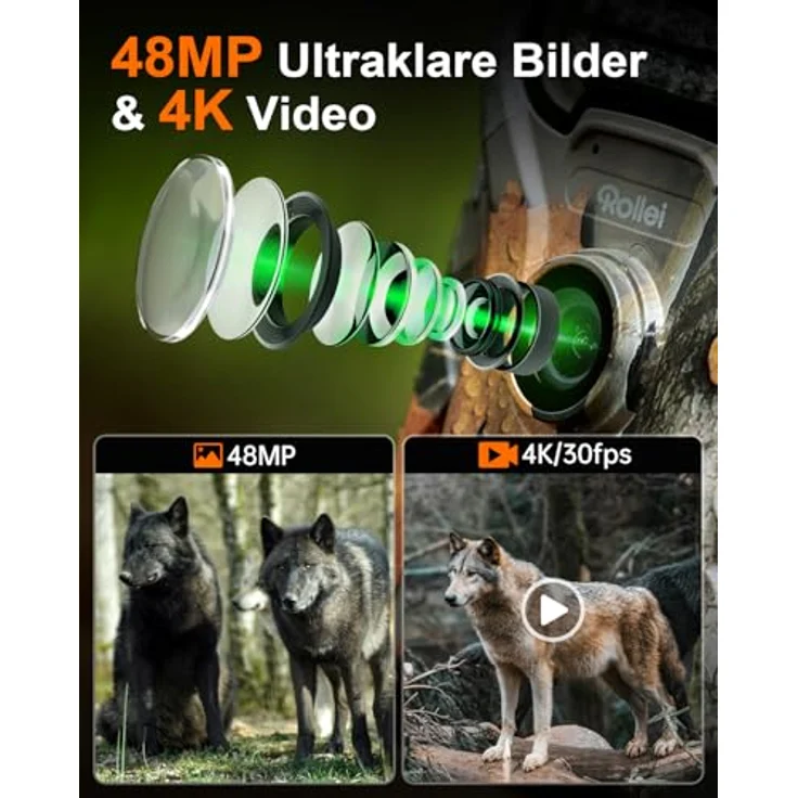 Rollei Wildkamera HD-30, Überwachungskamera mit hochauflösenden Fotos bis zu 48 MP in 4K-Qualität – Bild 2