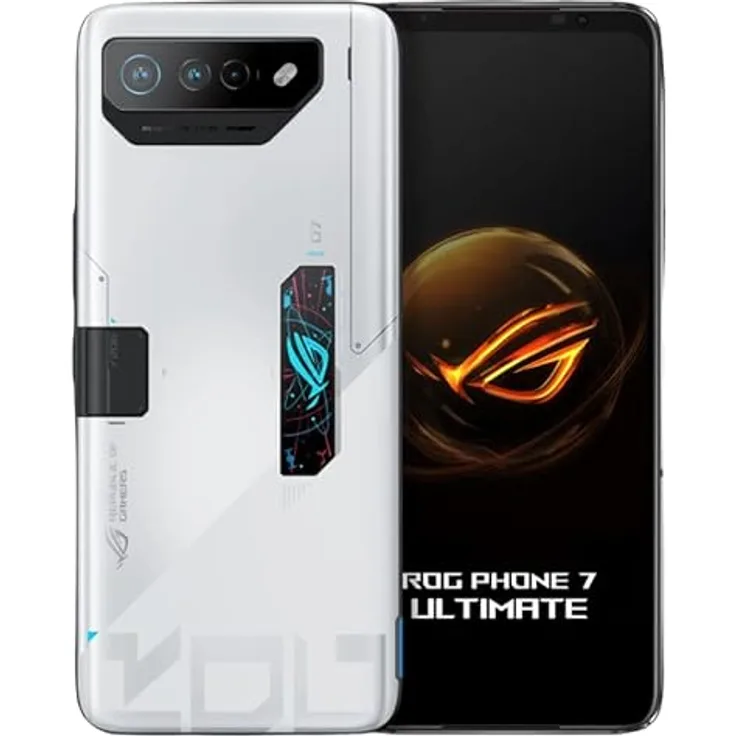 ASUS ROG Phone 7 Ultimate 512 GB 16 GB RAM AeroActive Cooler 7 (nur GSM | keine CDMA – nicht kompatibel mit Verizon/Sprint) Global Version, NGP Wireless Charger Included - White | PRE Order!