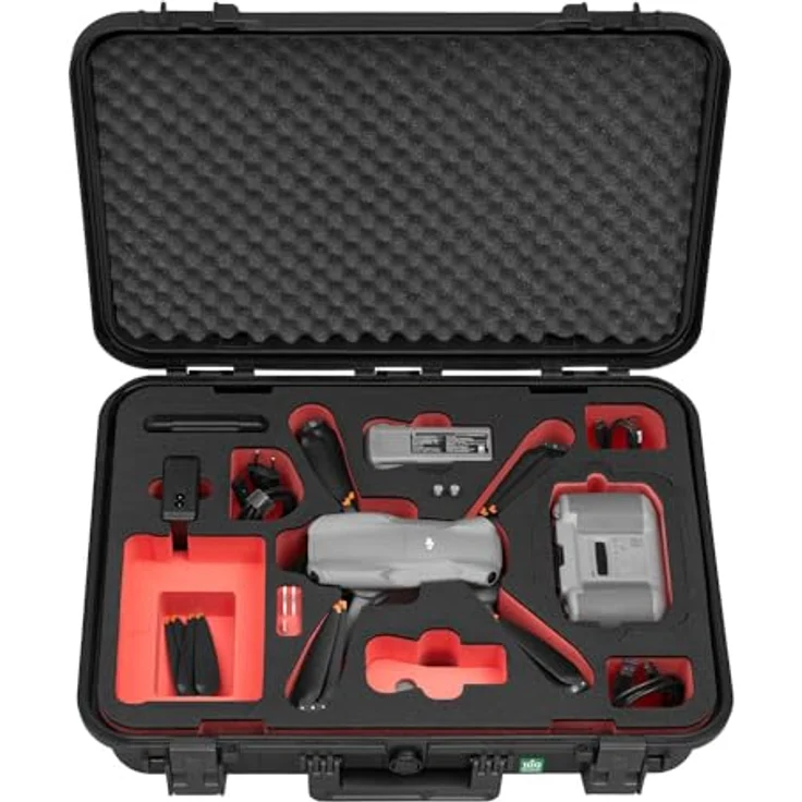 TomCase Drohnenkoffer „Ready to Fly” für DJI Air 3S Fly More Combo, Standard oder DJI RC 2 Controller, Akkus Laden im Koffer, wasserdichter ECO Schutzkoffer - Made in Germany, Schwarz – Bild 5