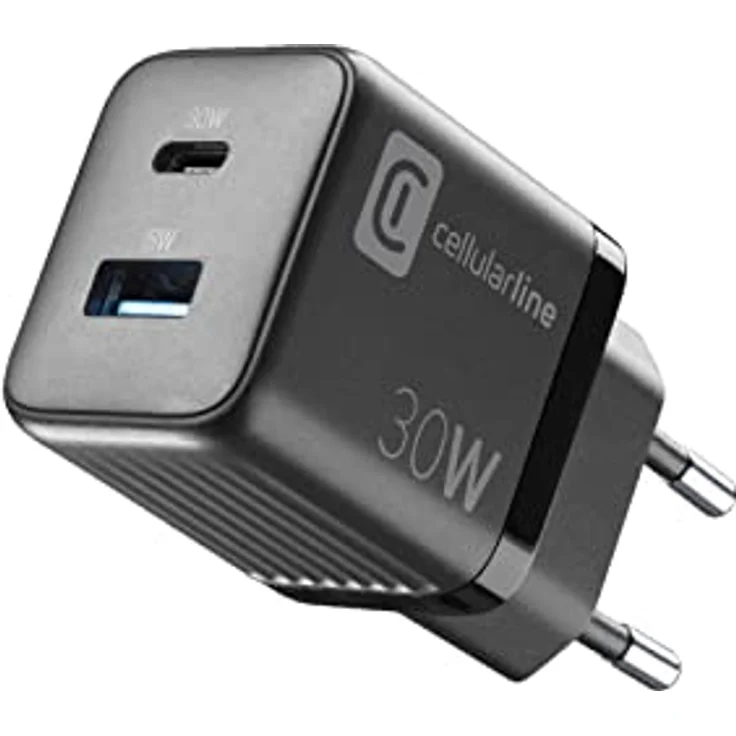Cellularline | Multipower Micro Netzladegerät | Super Fast Charger 30W mit 2 USB-C-Anschlüssen - ausgestattet mit Gan-Technologie - Kompatibel mit Smartphones, iPhone, Tablets, iPad und MacBook – Bild 1