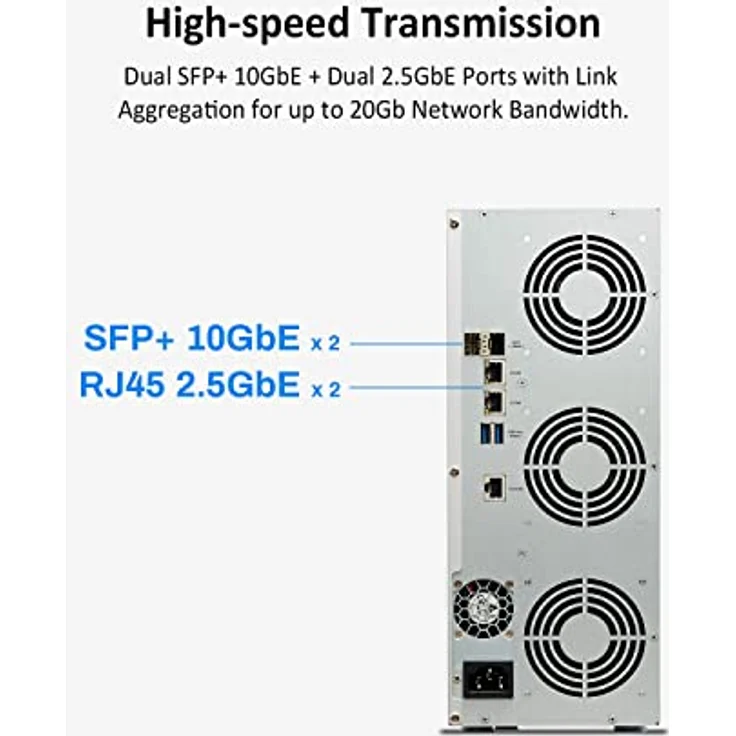 TERRAMASTER T9-450 9Bay NAS Storage - Hochgeschwindigkeits-Network Attached Storage mit Quad-Core CPU, 8GB DDR4, Zwei SFP+ 10GbE Schnittstellen, Netzwerkspeicherserver (ohne Festplatte) – Bild 4
