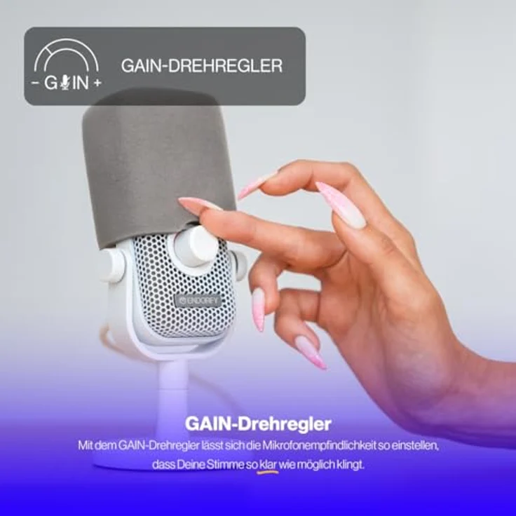 ENDORFY Solum Voice S Onyx White, USB Gaming Mikrofon mit RGB-Beleuchtung und Tap-to-Mute-Button – Bild 5