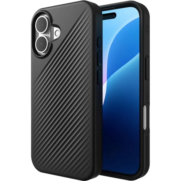 ZAGG Luxe Snap, Graphen-verstärkte Hülle für iPhone 16 [6.1-Inch], MagSafe-kompatibel, stoßfest, schwarzes Design mit verbesserten Grifftextur – Bild 1