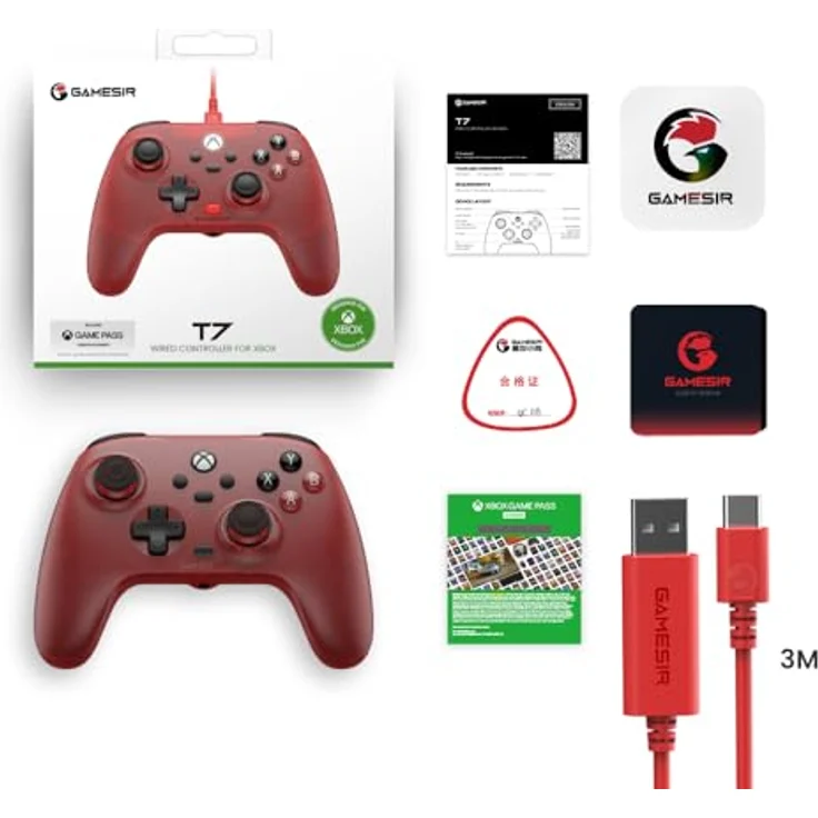 GameSir T7, Kabelcontroller Joystick in Rot, Gaming Controller – Bild 7