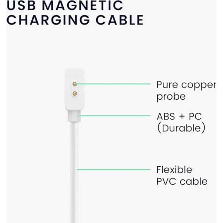 kwmobile USB Kabel Charger kompatibel mit Xiaomi Redmi Watch 4 / Watch 3 Active/Watch 3 Lite Ladekabel - Smart Watch Ersatzkabel - Fitnesstracker Aufladekabel in Weiß – Bild 4