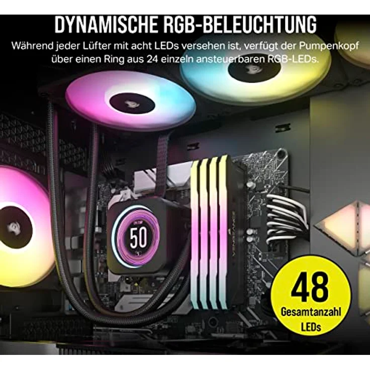 Corsair iCUE H150i Elite LCD XT Flüssig-CPU-Kühler - IPS-LCD-Bildschirm - DREI AF120 RGB Elite-Lüfter - 360-mm-Radiator - Intel LGA 1700, AMD AM5 Und Mehr - Inklusive iCUE Commander CORE - Schwarz – Bild 5