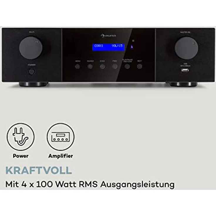 Auna AMP-4000 DAB, Hifi-Stereo-Verstärker mit DAB-Radiofunktion, Bluetooth und USB-Anschluss, schwarz – Bild 4