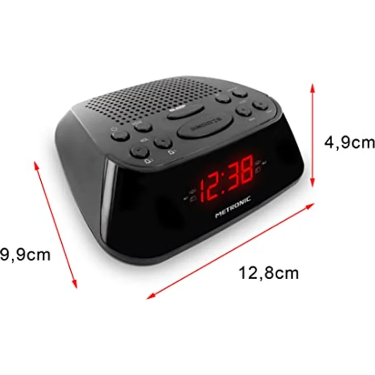 Metronic 477003 FM-Radiowecker mit Doppelalarm, Schwarz – Bild 3