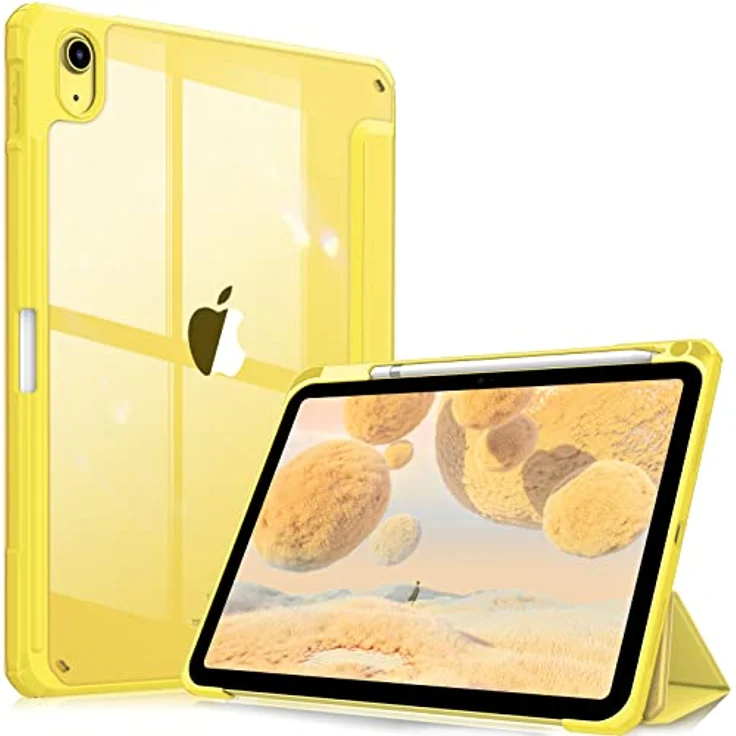 Fintie Hybrid Hülle für iPad 10. Generation 2022 (10.9 Zoll) mit Stifthalter - Stoßfeste Schutzhülle mit transparenter Hartschale auf der Rückseite, Gelb – Bild 1