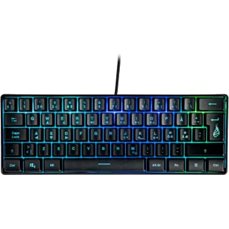 Surefire Kingpin X1 60% Gaming Tastatur Nordic, Gaming Multimedia Keyboard klein & mobil, RGB-Tastatur mit Beleuchtung, 25 Anti-Ghosting-Tasten, skandinavisches Layout QWERTY