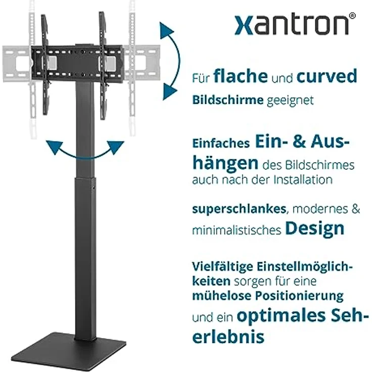Xantron® Universal TV Ständer 37-75 Zoll/VESA 200x200-600x400 / Höhenverstellbarer, drehbarer TV Standfuß mit Kabelmanagement/Fernseher Standfuss bis 40kg, Schwarz – Bild 3