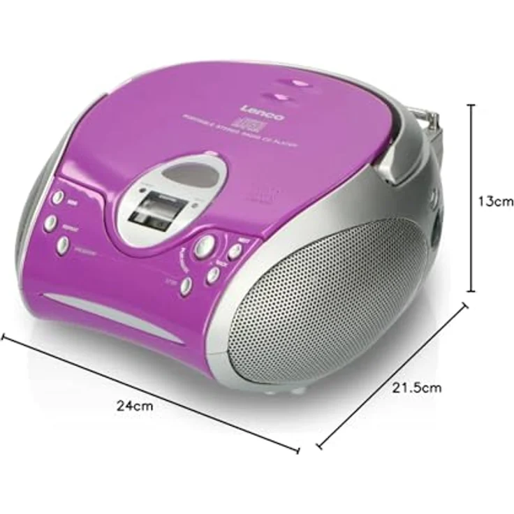Lenco Radio CD-Player SCD-24 tragbares Stereo UKW-Radio mit CD-Player und Teleskopantenne in lila – Bild 10