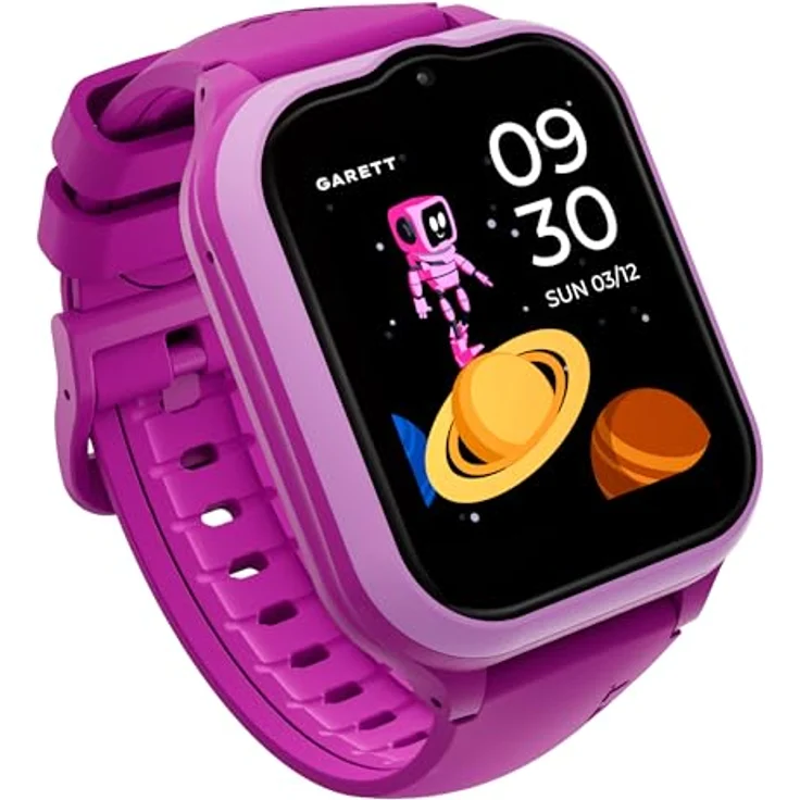 garett Smartwatch Kinder - 1,69″ LTE mit Face Unlock, GPS GEO-Zaun, Videoanruf, SOS und eSIM 4G, Schwarz – Bild 2